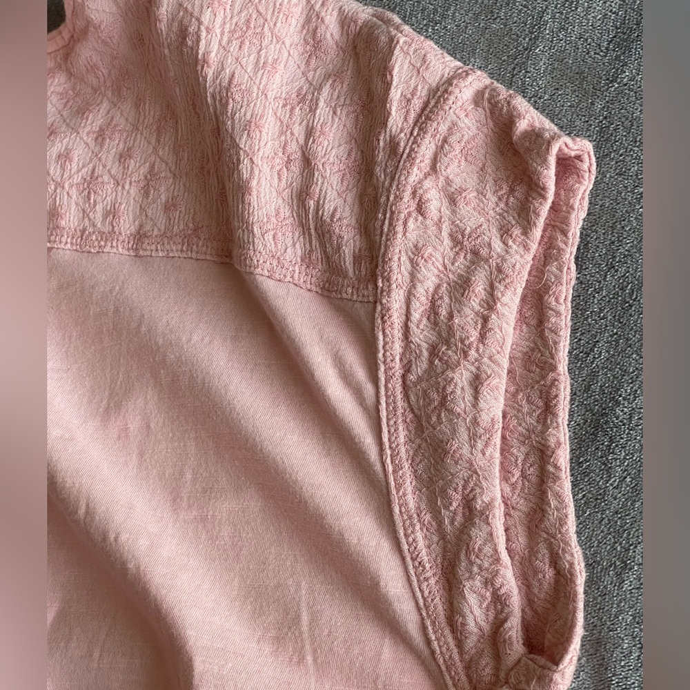 Knox Rose Blouse Light Pink Bohemian Short Sleeve Henley Embroidered Womens XXL - Picture 7 of 9